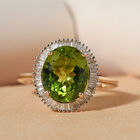 Peridot und Diamant Halo-Ring in Gelbgold image number 1