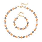 Goldene Muschelkernperle Schmuckset  Legierung vergoldet