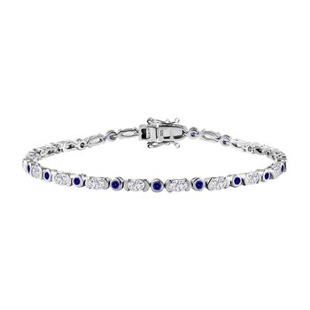 Tansanit, Wei&szlig;er Zirkon Armband ca. 20 cm 925 Silber rhodiniert ca. 4,18 ct.