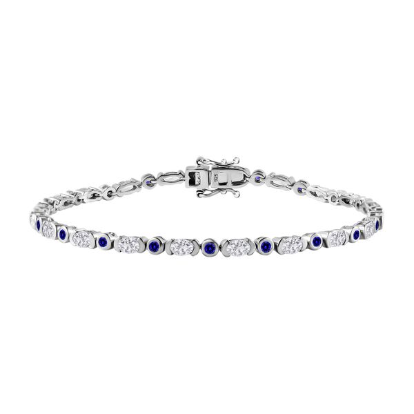 Tansanit, Weißer Zirkon Armband ca. 20 cm 925 Silber rhodiniert ca. 4,18 ct. image number 0