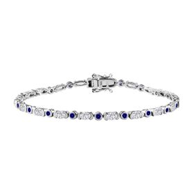 Tansanit, Weißer Zirkon Armband ca. 20 cm 925 Silber rhodiniert ca. 4,18 ct. Tansanit, Weißer Zirkon Armband ca. 20 cm 925 Silber rhodiniert ca. 4,18 ct.