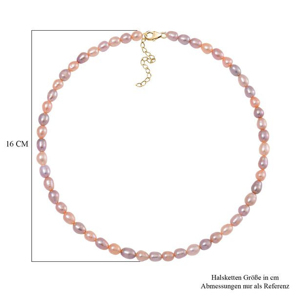 Mehrfarbige Süßwasser Perle (6-10 mm) Halskette ca. 45 cm 925 Silber vergoldet image number 4