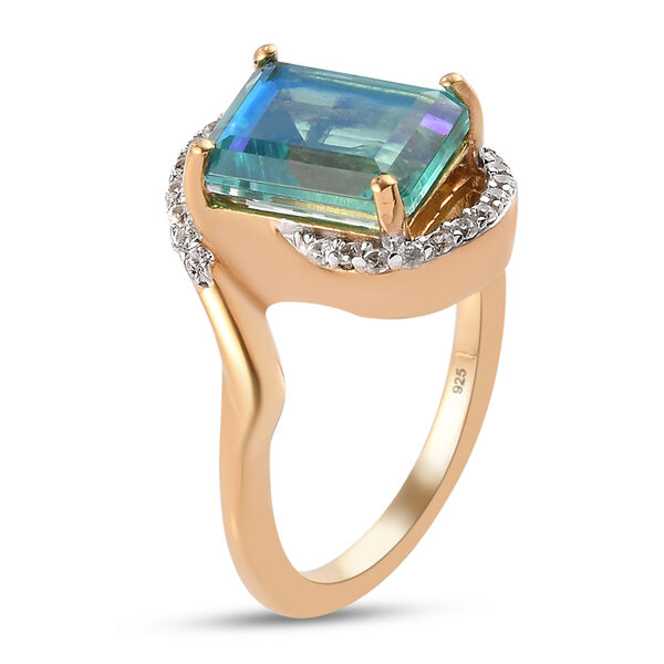 Pfau Triplett Quarz und Zirkon Ring 925 Silber vergoldet image number 5