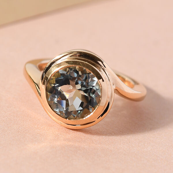 Prasiolite Bypass Ring 925 Silber vergoldet image number 2