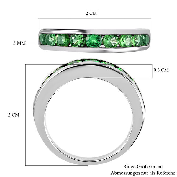 Tsavorite Granat Half Eternity Band Ring 925 Silber Platin-Überzug image number 6