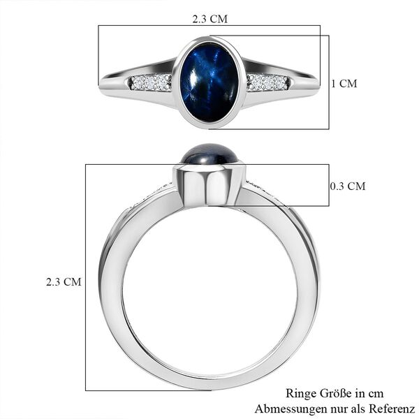 Blauer Sternsaphir und Zirkon-Ring - 2,02 ct. image number 7