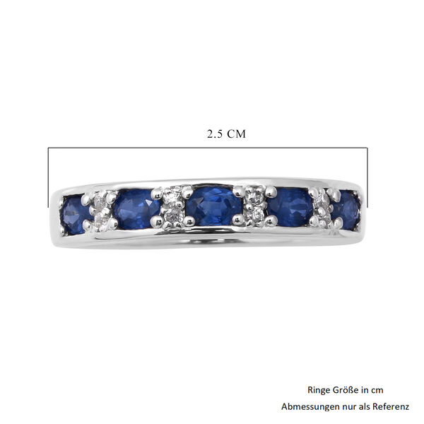 Blau Saphir und Zirkon Half Eternity Band Ring 925 Silber Platin-&Uuml;berzug image number 5