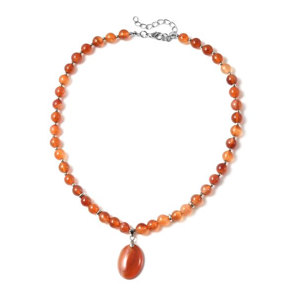 Rote Achat-Halskette, ca. 45 cm, ca. 157,00 ct