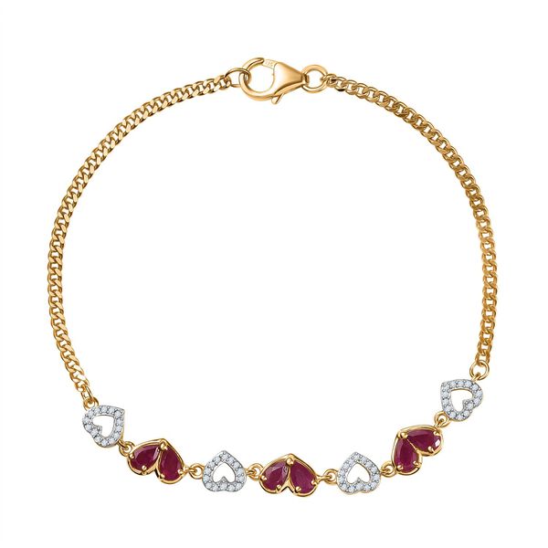 Montepuez Rubin und Zirkon Armband, 19 cm - 1,85 ct.