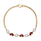 Montepuez-Rubin, Weißer Zirkon Armband ca. 19 cm 925 Silber 750 Gelbgold Vermeil ca. 1,85 ct.