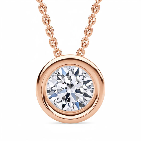 LUXURIANT VS-EF Labor Diamant Anh&auml;nger mit 50cm Kette, 925 Silber Ros&eacute;gold Vermeil- 0,25 ct. image number 0