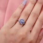 AA Tansanit Cluster Ring 925 Silber Platin-Überzug image number 2