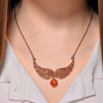 Orange Zirkonia und Kristall Halskette, 52+5cm