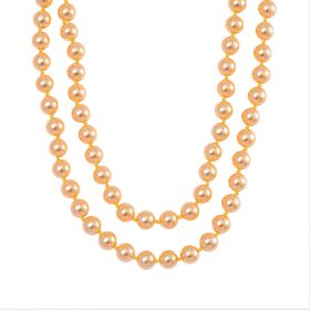 Goldene Muschelkernperle Halskette, ca. 100 cm, Reiner Edelstahl