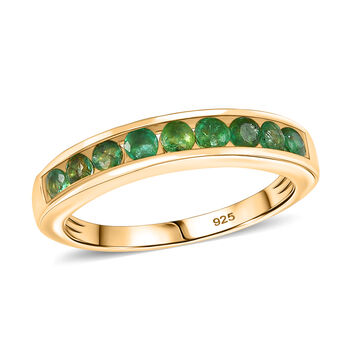 Socoto Smaragd Ring 925 Silber 750 Gelb Vergoldet (Gr&ouml;&szlig;e 21.00) ca. 0,58 ct