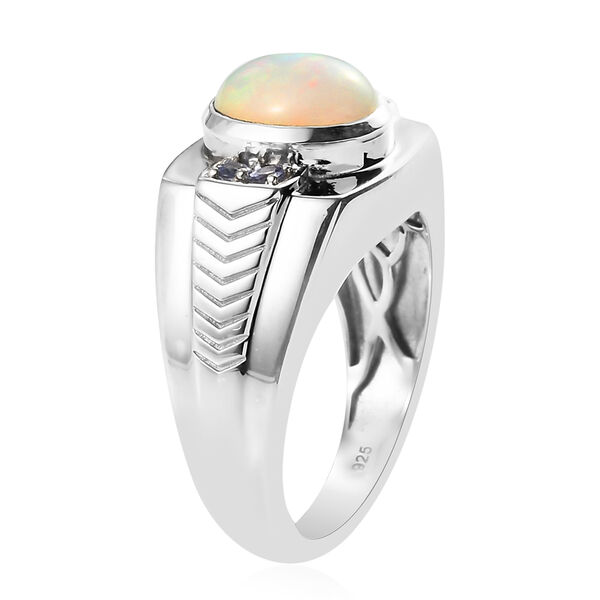 Natürlicher Äthiopischer Opal und Tansanit Herren Ring 925 Silber platiniert  ca. 1,84 ct image number 5
