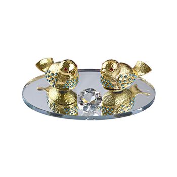 The 5th Season - Kristall-V&ouml;gel auf verspiegeltem St&auml;nder, 11x7x3.5cm, Gold