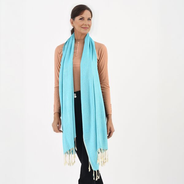 Doppelgewebter Schal, Blau image number 4