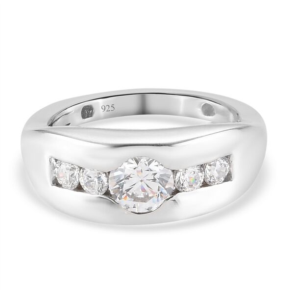 LUSTRO STELLA Hergestellt mit ZIRKONIA Ring 925 Silber Platin-&Uuml;berzug (Gr&ouml;&szlig;e 16.00) ca. 1,81 ct