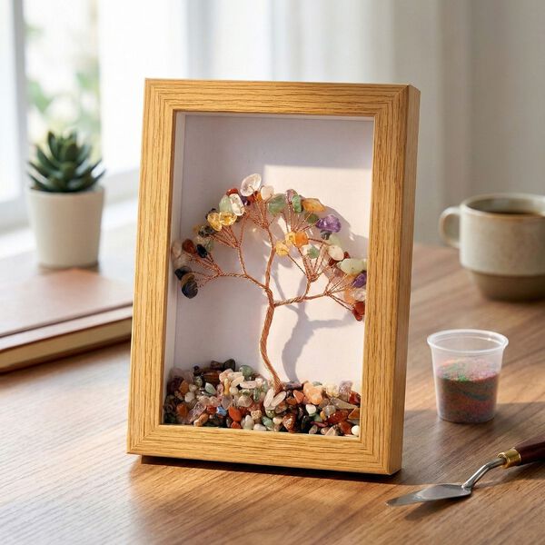 "Gemstone deco frame Material:Gemstone Size:12*17cm Color:Multicolor" image number 1