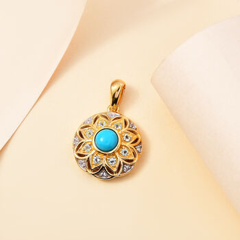 AA Sleeping Beauty T&uuml;rkis, Blauer Apatit Anh&auml;nger, 925 Silber 750 Gelbgold Vermeil ca. 0.75 ct