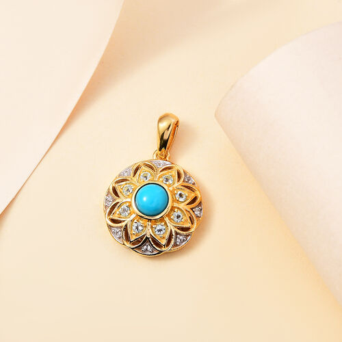 AA Sleeping Beauty Türkis, Blauer Apatit Anhänger, 925 Silber 750 Gelbgold Vermeil ca. 0.75 ct image number 1