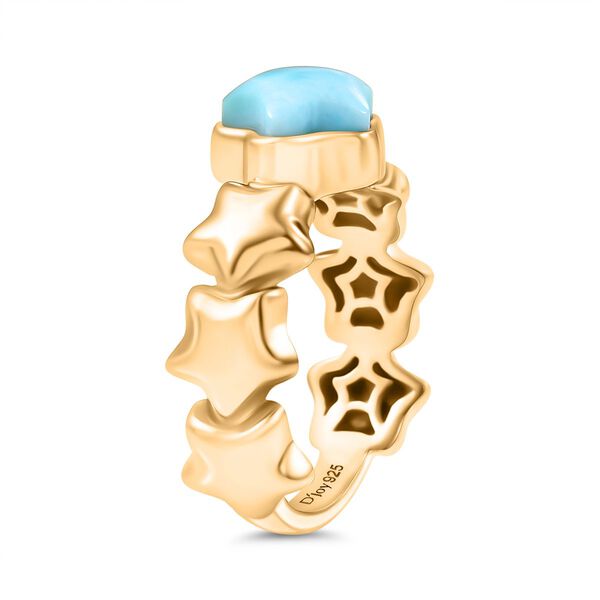 GP Celestial Dream Kollektion - Larimar, Kanchanaburi Blauer Saphir Ring 925 Silber 750 Gelb Vergoldet (Größe 18.00) ca. 2.17 ct image number 5