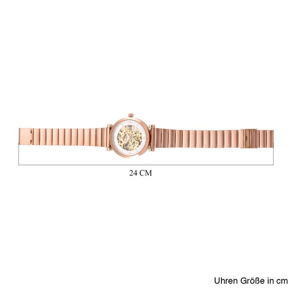 GENOA TIME V2 Automatik-Mechanische Uhr, wei&szlig;es Zifferblatt mit Sonnenschein-Design, 3ATM Wasserdicht, 8.5 cm, ros&eacute;farben image number 7