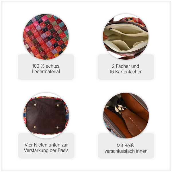 Chaos by Elsie - 100% Echtleder gewebter Tasche mit RFID schutz, 30x27x20 cm image number 11