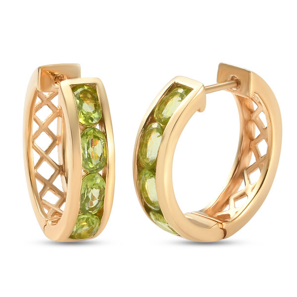 Nat&uuml;rliche Peridot-Creolen, 925 Silber vergoldet ca. 4,20 ct