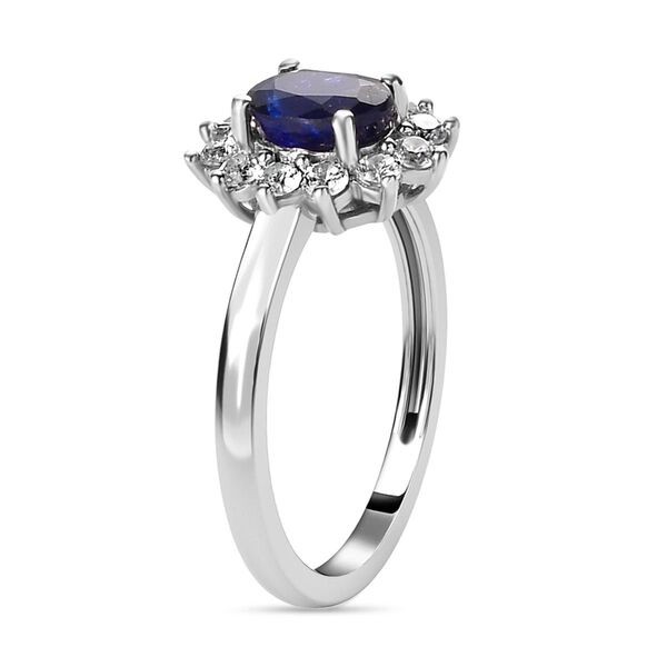 Masoala Saphir und weißer Zirkon-Ring, (Fissure gefüllt), 925 Silber platiniert (Größe 16.00) ca. 1.84 ct image number 5