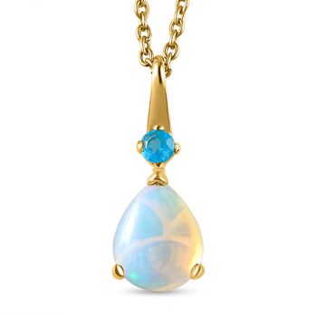 Nat&uuml;rlicher, &auml;thiopischer Welo Opal und Neon Apatit Anh&auml;nger, 925 Silber vergoldet ca. 1.70 ct