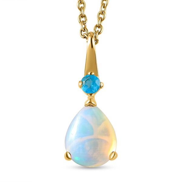 Nat&uuml;rlicher, &auml;thiopischer Welo Opal und Neon Apatit Anh&auml;nger, 925 Silber vergoldet, 1,70 ct.