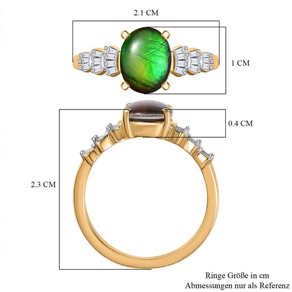 Ammolit und Diamant Ballerina Ring, 925 Silber 750 Gelbgold Vermeil - 1,82 ct. image number 7