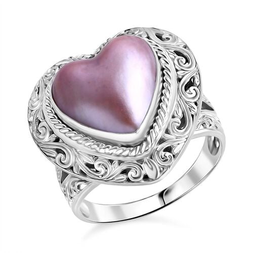 Rosa Mabe Perle Ring 925 Silber (Größe 19.00) image number 0