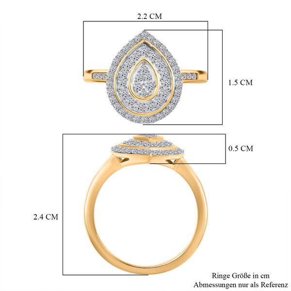 LUXURIANT SI Labor Diamant Ring, 925 Silber 750 Gelbgold Vermeil - 0,51 ct. image number 6