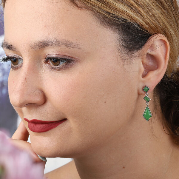 Gr&uuml;ne Jade Ohrh&auml;nger 925 Silber rhodiniert ca. 8,62 ct&nbsp; image number 3