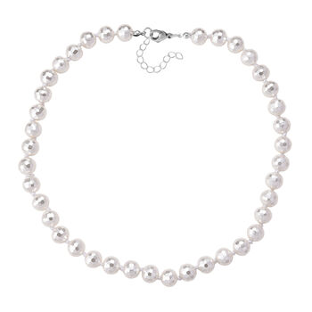 Wei&szlig;e S&uuml;dsee Farbe Muschelkernperle (8-10 mm) Halskette ca. 45 cm + 5 cm Extender, 316L Edelstahl