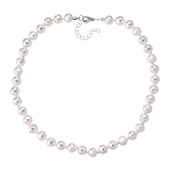 Wei&szlig;e S&uuml;dsee Farbe Muschelkernperle (8-10 mm) Halskette ca. 45 cm + 5 cm Extender, 316L Edelstahl image number 3