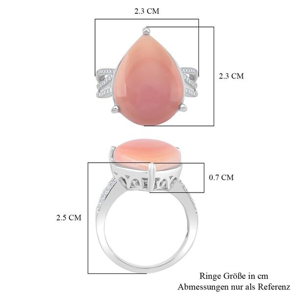 D'Joy Natürlicher Rosa Königsmuschel Perle, Moissanit Ring 925 Silber rhodiniert (Größe 16.00) image number 6