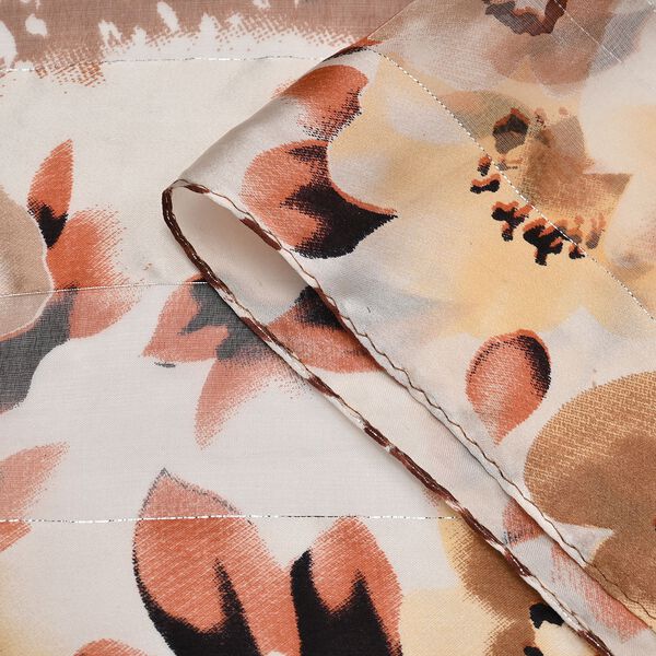 LA MAREY 100% Maulbeerseiden Schal, braune Bl&uuml;ten image number 3