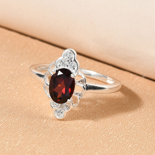 Roter Granat und Zirkon-Ring, 925 Silber  ca. 1,19 ct image number 2