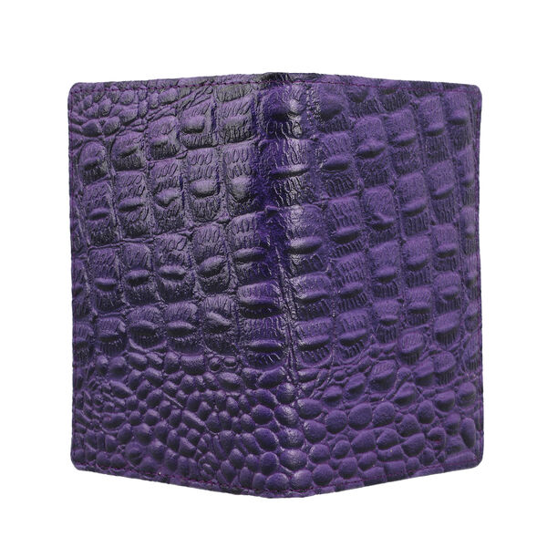 2er Set - Reisepass-Etui aus 100% echtem Leder mit RFID Schutz, mit passendem Kofferanh&auml;nger, Krokopr&auml;gung, Violett image number 6