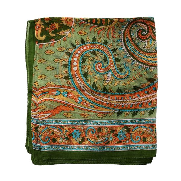 100% Seidenschal, bedruckt mit Paisleymuster, 50x160cm, Olivgr&uuml;n image number 5