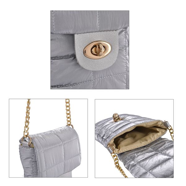 Gesteppte Puffy Crossbody Tasche mit RFID Schutz, silber image number 5