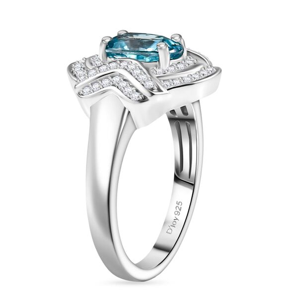 D'Joy AA Blauer Zirkon, Moissanit Ring 925 Silber rhodiniert (Gr&ouml;&szlig;e 17.00) ca. 2,29 ct image number 5
