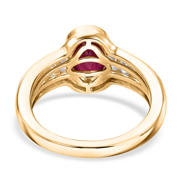 Afrikanischer Rubin (Fissure gef&uuml;llt) und Zirkon Ring 925 Silber vergoldet image number 6