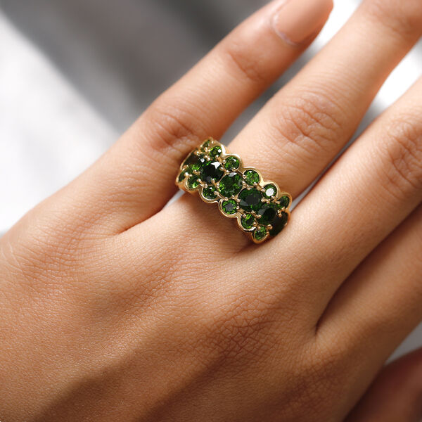 Nat&uuml;rlicher Chromdiopsid Ring 925 Silber vergoldet  ca. 2,47 ct image number 3