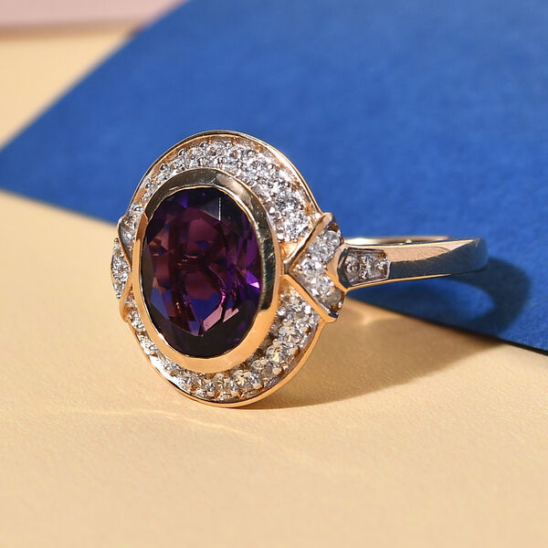 Lusaka Amethyst und Zirkon Ring 925 Silber vergoldet  ca. 4,13 ct image number 7