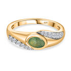 Kagem Sambischer Smaragd, Weißer Zirkon Ring 925 Silber vergoldet (Größe 17.00) ca. 0,71 ct